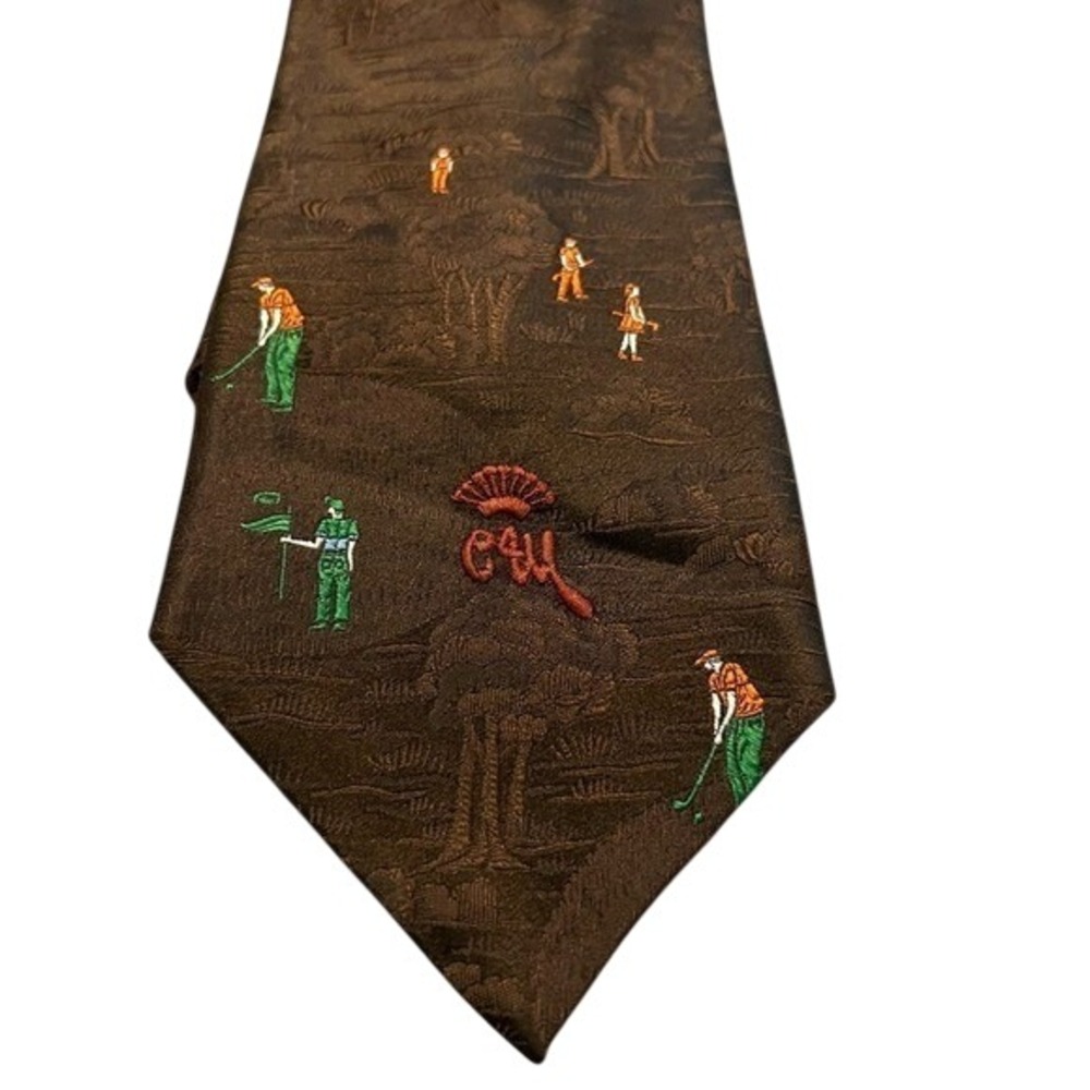 Countess Mara Wallachs Dick Richmond‎ Florida Brown Golf Neck Tie VTG 60's-70's